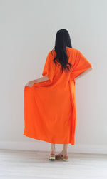 Load image into Gallery viewer, Orange Kaftan Dress, Plus Size Caftan Dress, Kaftan for Women, Maternity Dress
