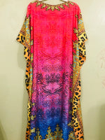 Load image into Gallery viewer, Tropical Caftan Dress in pink
