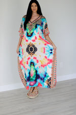 Load image into Gallery viewer, Abstract print caftan dress for women
