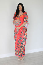 Load image into Gallery viewer, Mexican Kaftan Dress, Summer Caftan For Women, Loose Maxi Dress, Silk Abaya Dress
