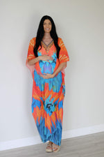Load image into Gallery viewer, Tribal Kaftan Dress, Feather Caftan Dress, Plus Size Kaftan For Women, Boho Maxi Dress
