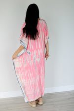 Load image into Gallery viewer, Pink Kaftan Dress, Hand Tie Dyed Kaftan, Plus Size Caftan Dress, Pink Abaya Dress
