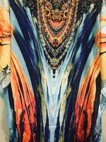 Load image into Gallery viewer, Watercolor Caftan Dress, Plus Size Kaftan Dress, Tribal Maxi Dress, House Lounge Kaftan
