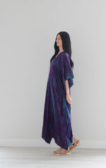 Load image into Gallery viewer, Purple Tie Dyed Kaftan, Maxi Kaftan Dress, Purple Abaya Dress, Plus Size Kaftan Dress
