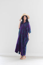 Load image into Gallery viewer, Purple Tie Dyed Kaftan, Maxi Kaftan Dress, Purple Abaya Dress, Plus Size Kaftan Dress
