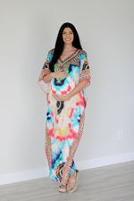 Load image into Gallery viewer, Abstract print caftan dress for women
