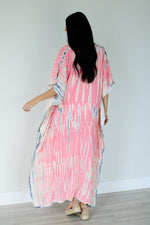 Load image into Gallery viewer, Pink Kaftan Dress, Hand Tie Dyed Kaftan, Plus Size Caftan Dress, Pink Abaya Dress
